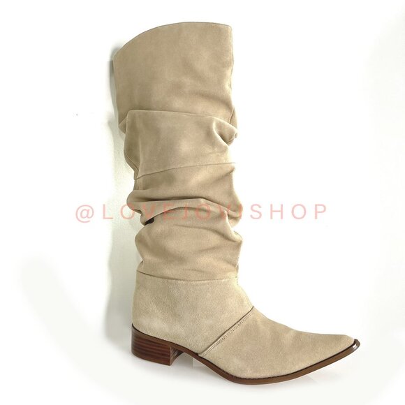 Boho Western | Cream Suede Slouch Boots | Giving Isabel Marant Vibes | Knee High - Picture 1 of 13